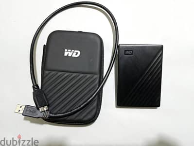 هارد خارجي وسترن ديجيتال 1 تيرا مستعمل نظيف (صحة 100% بالجراب والكابل)