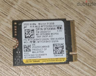 M. 2 nvme 512GB gen 4 micron 2500 100% health