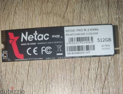 nvme ssd 512GB netac 100% health