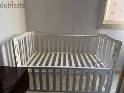 baby bed سرير اطفال خشب زان دمياطي - مستويات - قابل للطي