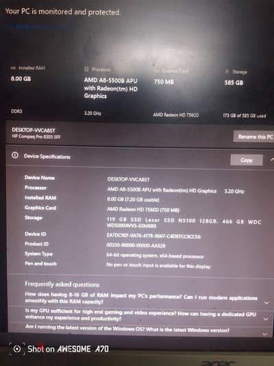 كيسه hp pro compaq 6305