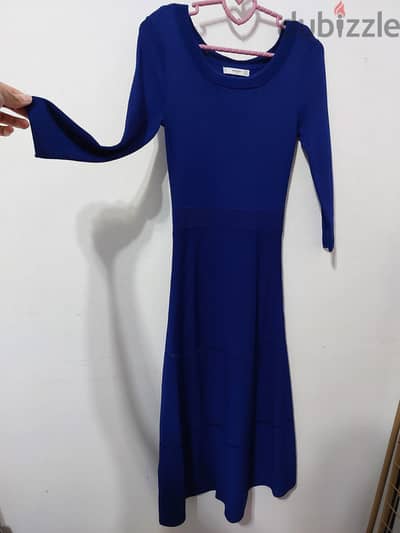 Mango Very good midi formal/matinee blue dress