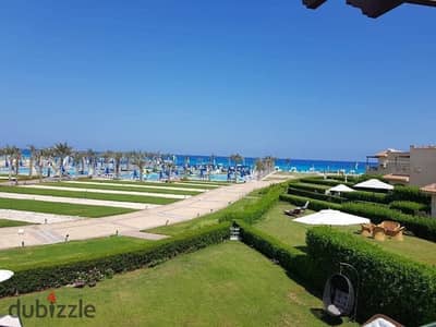 For Sale: Fully furnished 3-bedroom ground-floor chalet with a 120m² garden and a stunning sea view in La Vista 5 – Ain Sokhna.
