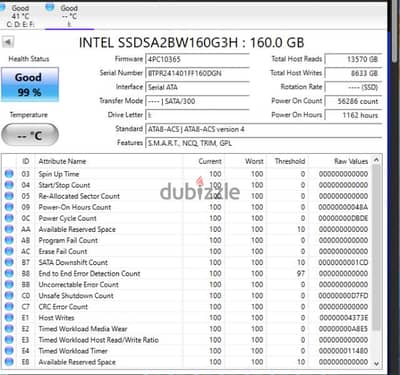 INTEL SSDSA2BW160G3H: 160.0 GB