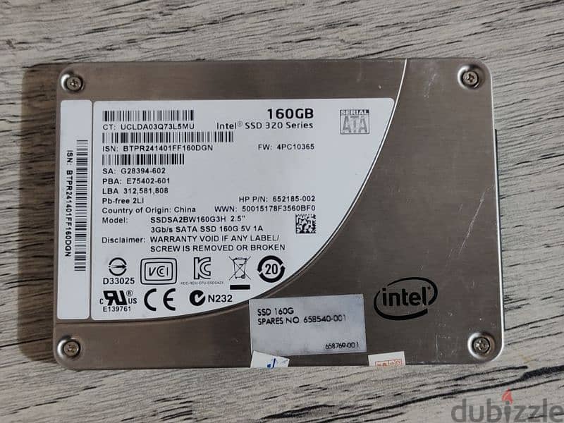INTEL SSDSA2BW160G3H: 160.0 GB 1