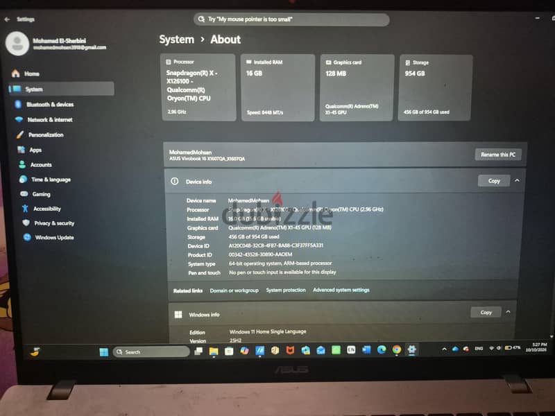 Asus Vivobook 16 Snapdragon X (Copilot plus) 2