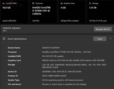 Lenovo IdeaPad L340 i7-9750H-16G-1TB-256SSD-GTX1650-4G-15.6 FHD