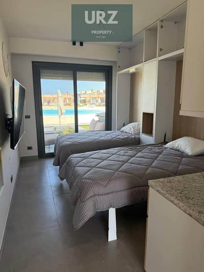 First row on Crystal Lagoon fully finished chalet for sale prime location next to Hacienda and Hyde Park Ras El Hekma near Cali Coast and June sodic