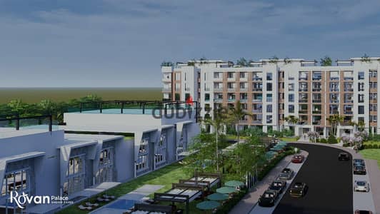 Apartment for Sale in Rovana Pulse Compound, in the Heart of Sheikh Zayed. 120 sqm, directly overlooking El Thawra El Khadra. Pay only 10% down, insta