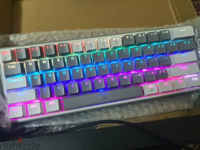 Redragon K617 FIZZ 60% Wired RGB Gaming Keyboard White & Grey Red Swit