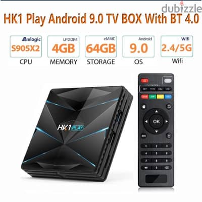 اندرويد تي في بوكس HK1 play 64 gb storage and 4 gb ram . Amlogic x905x