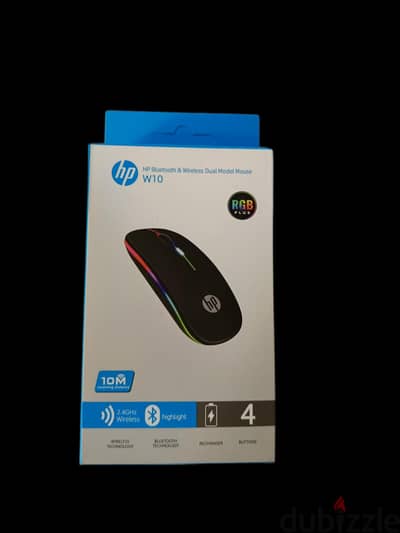ماوس  لا سلكي hp w10 شحن من النوع Type_c مزود بإضاءه راقيه