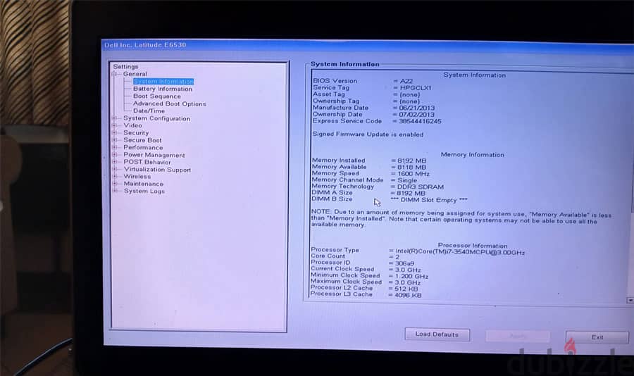 Dell Latitude E6530 Intel i7 8