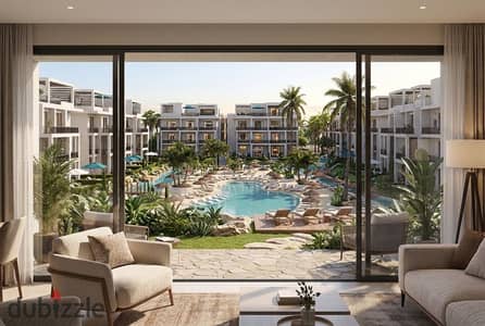 Apartment in a luxury compound with full services ground floor with private garden for sale in installments in Mujawish in Hurghada