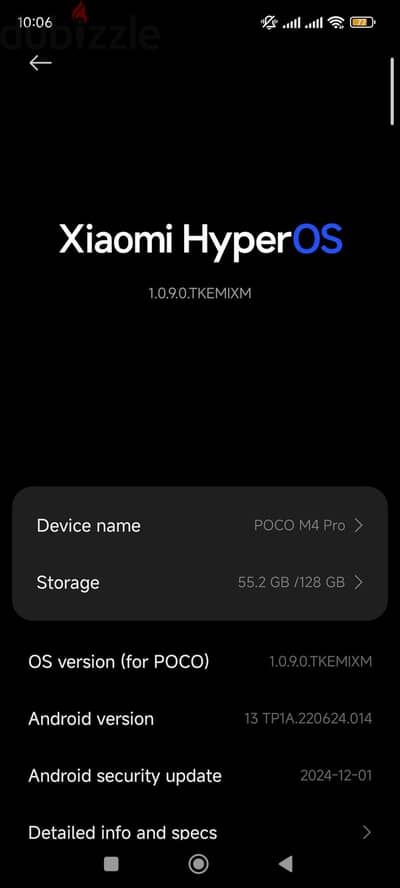 موبايل POCO M4 Pro مساحة 128 جيجا للبيع + راس الشاحن الأصلية