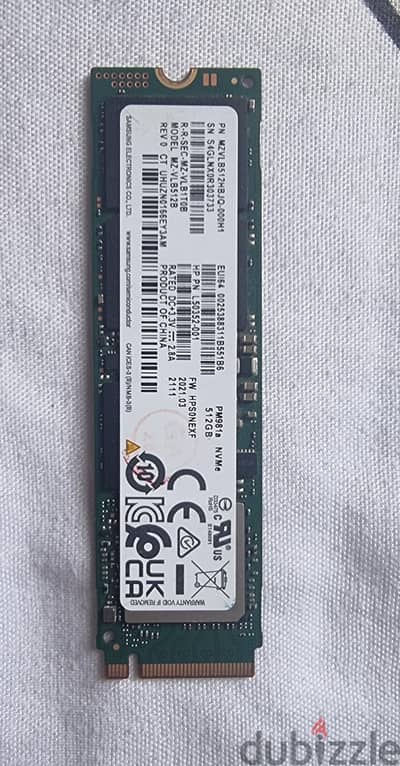 Samsung M. 2 NVMe (512 gigabyte) PCIe Gen 3.0