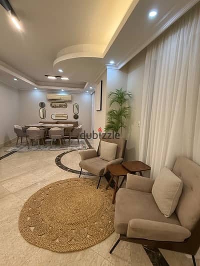 Furnished duplex for rent in Westown Sodic, Sheikh Zayed. 3 beds, luxury hotel-style furniture, AC, private garage, family privacy.