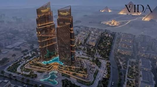 A 40-square-meter hotel unit—fully finished and furnished—is for sale at the Triumph View Hotel, featuring a direct view of the Pyramids