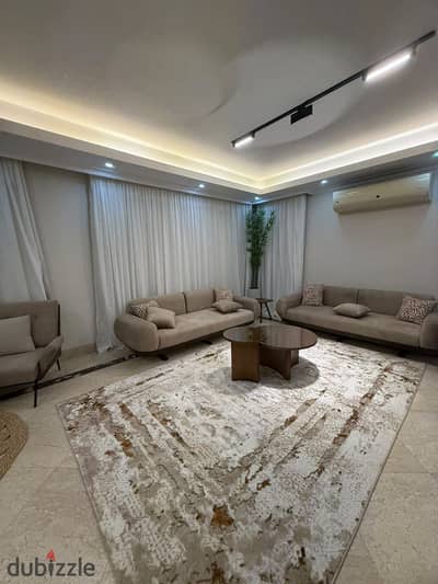 Furnished duplex for rent in Westown SODIC, Sheikh Zayed. 3 beds (1 master), 3 baths, luxury hotel-style furniture, A/C, and private parking.