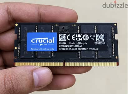 32 Gb Ram Crucial DDR5 SODiMM 4800 Mhz
