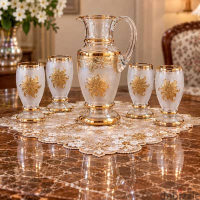 طقم كاسات كريستال بوهيمي تشيكي هاند ميد Golden plated