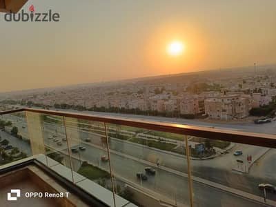 Furnished 2-bedroom apartment for rent in Aeon Towers Marakez near Mall of Arabia, modern luxury furniture with prime view & location options.