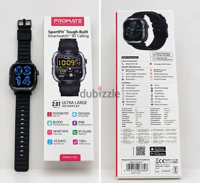 ساعة PROMATE XWatch-5L الذكية – شاشة 2.01 بوصة، مكالمات Bluetooth،أسود