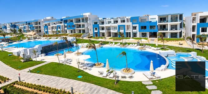 Resale hotel apartment with sea and pool view in Fouka Bay, North Coast, for sale at a special price, fully furnished and finished.