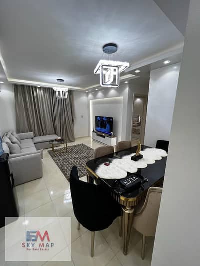 Furnished apartment for rent in Madinaty; features high-end ("super-lux") finishes and hotel-style furnishings.  An 82-square-meter apartment in B11 w