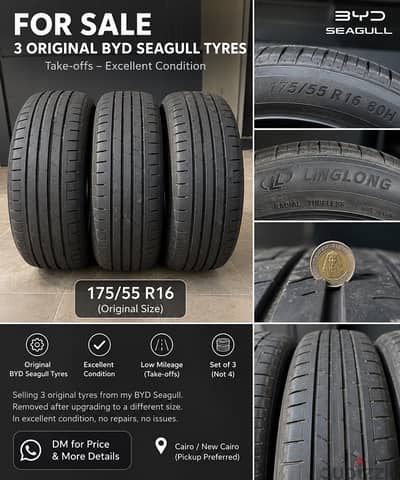3 BYD Seagull Original Tyres 175/55 R16 – Linglong