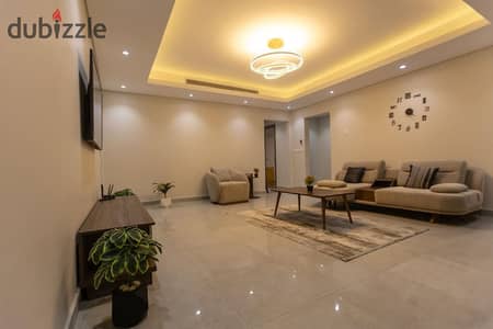Ground floor apartment for sale in the administrative capital, fully finished with super lux finishing, equipped with air conditioning, available for installment payments.