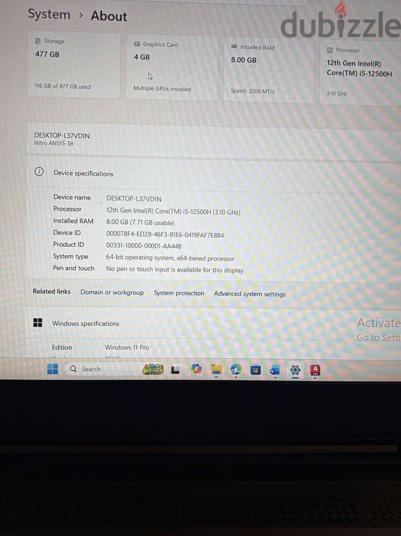 Acer laptop Mona 11