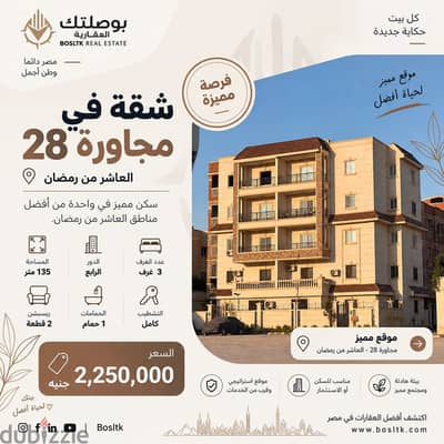 شقة بالمجاورة ٢٨ ترى القطار مباشرتا بجوار معهد التكنولوجيا