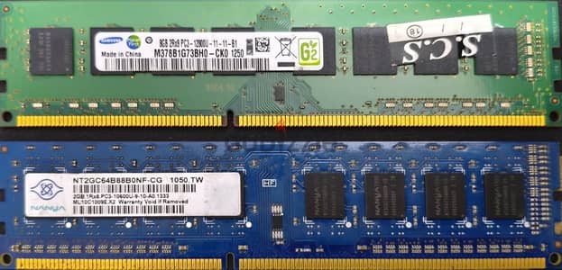 رامتين DDR3 كمبيوتر (8GB Samsung + 2GB Nanya) - إجمالي 10GB