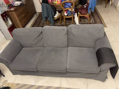 EKTORP 3-seat sofa, Hakebo dark grey