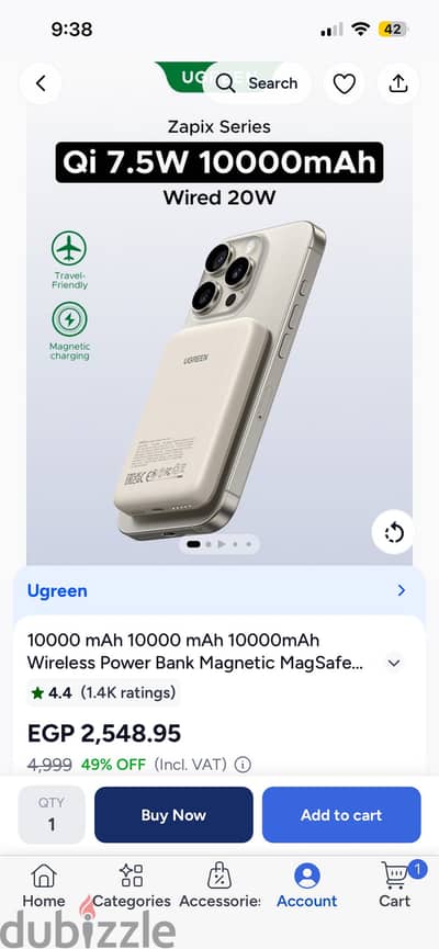 UGREEN Magnetic Wireless 10000mAh - 20W