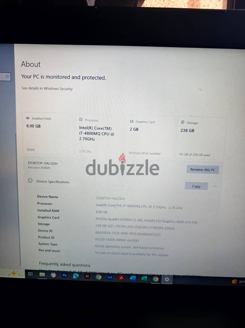 labtop Dell precision M4800 2