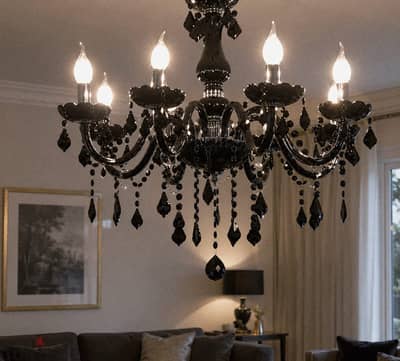 2 نجفة كريستال أسود مستورد فخمة جداً (كالجديدة) Black Chandelier
