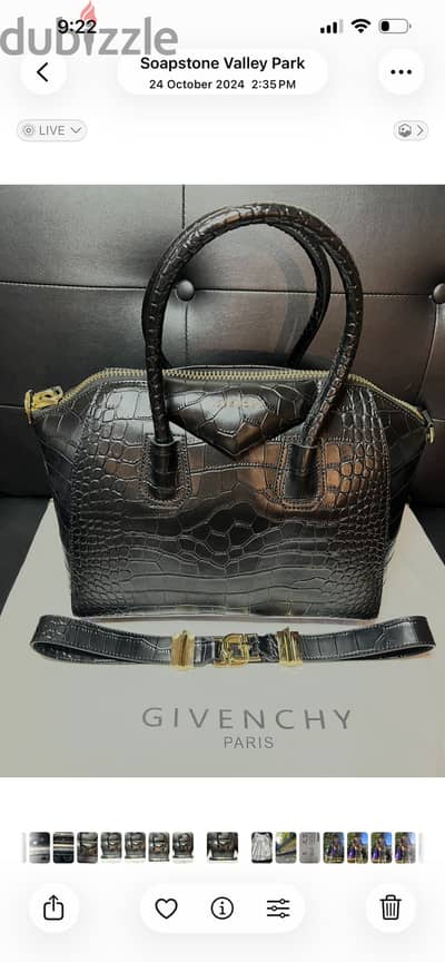 Authentic GIVENCHY Mini Antigona Crocodile Embossed Black Leather Bag