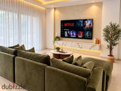 شقة فاخرة للايجار في Lake View أول استخدام في  التجمع الخامس، 205 متر، 3 غرف نوم، 3 حمامات، اطلالة مباشرة على البحيرات، مفروشة مودرن،