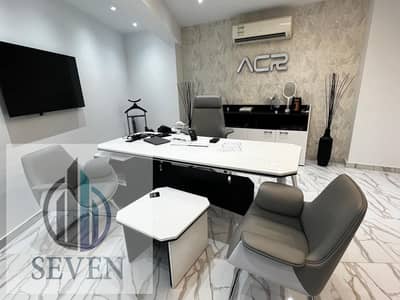 Ultra-modern administrative office for rent (220 sqm) featuring a private entrance and an open, panoramic front view facing the Maadi Ring Road.