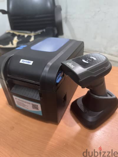 طابعة باركود xprinter 370b و قارئ باركود heavy duty sybel D66t