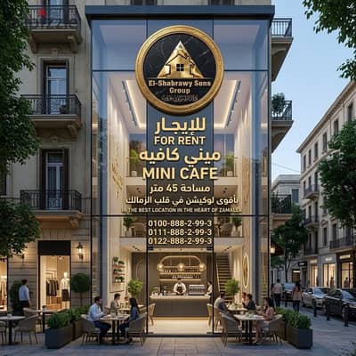 للايجار كافيه مساحة 45 متر بأقوى لوكيشن في قلب الزمالك