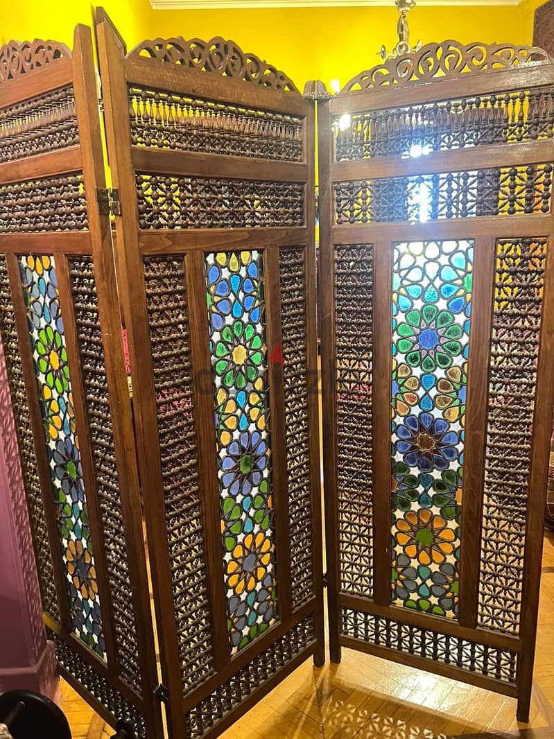مشربية بارتشن 3 ضلف زجاج معشق Mashrabiya 1
