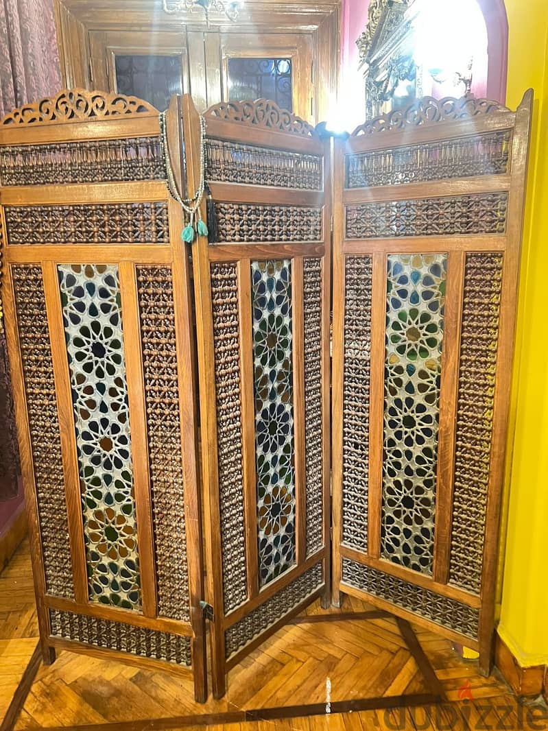 مشربية بارتشن 3 ضلف زجاج معشق Mashrabiya 2