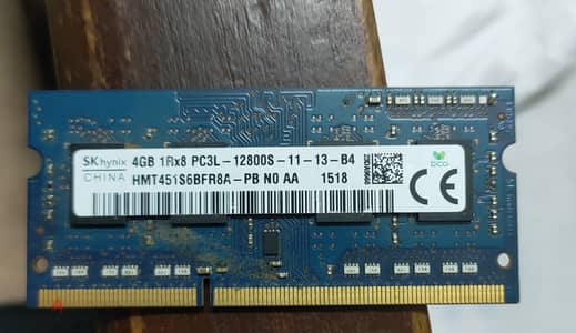 رامتين لاب توب 4 جيجا (إجمالي 8 جيجا) DDR3L أصلية وبحالة ممتازة