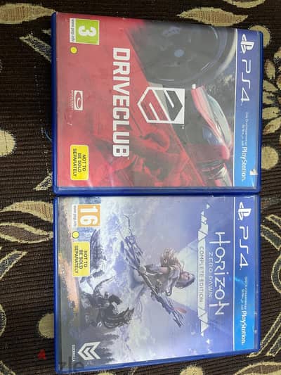 اسطوانات بلايستيشن 4 لعبة Horizon zero dawn ولعبة Driveub ولعبه Farcry