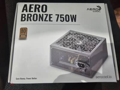 باور سبلاي Aerocool Aero Bronze 750W جديد زيرو استبدال ضمان لم يستخدم