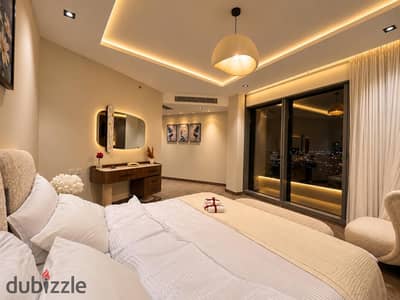 For Rent: Luxury 4-bed apartment in ZED Towers, Sheikh Zayed. Fully furnished, 13th floor facing ZED Park with smart home tech.