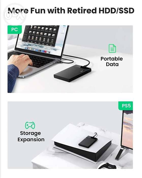 Ugreen Enclosure Type-c راك هارد سريع 3